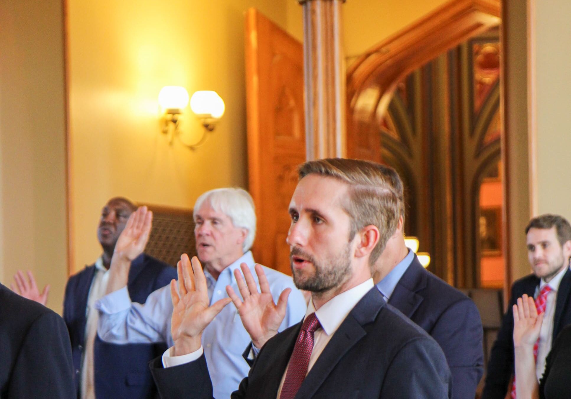 Phelps attorney Anthony Gambino renews his Lawyer's Oath.